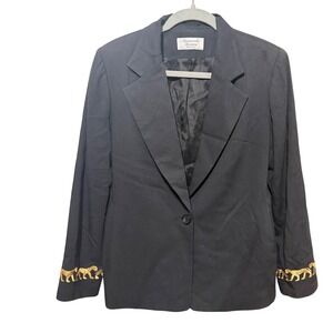 Giancarlo Ferrari Blazer Vintage Gold Tiger Embroidery 8P Black Excellent
